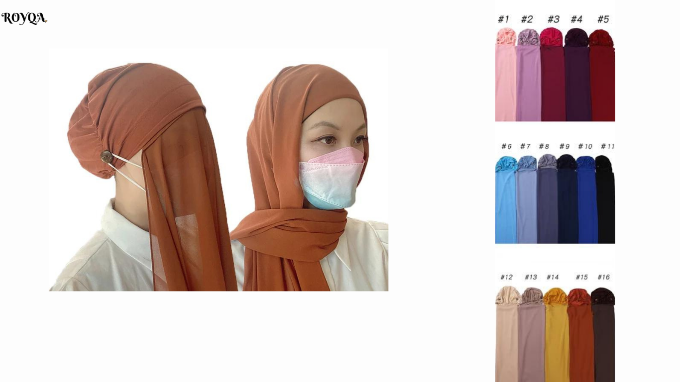 10pcsLot Instant Hijab Scarf Masks with Buttons  Easy Wear