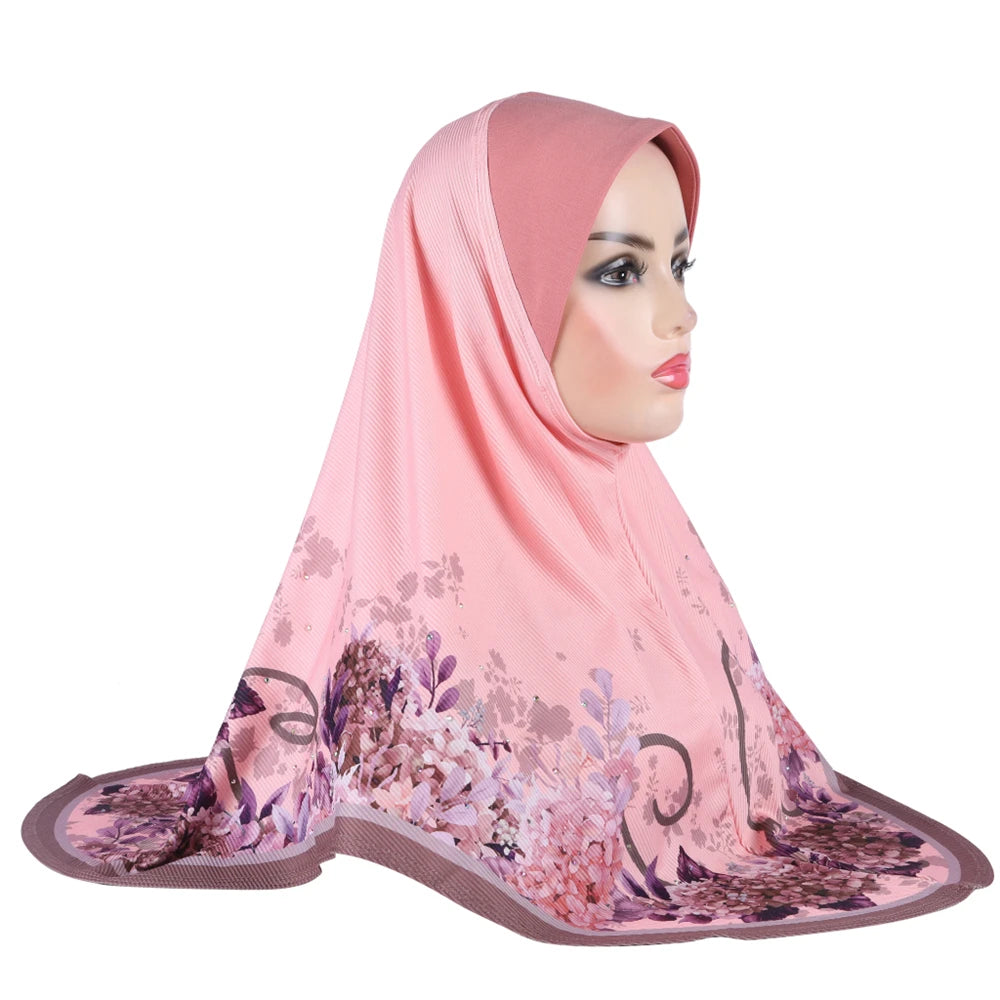 20pcs Muslim Women Hijab Print Amira Head Scarf Wrap Turban Islamic Headscarf Pull On Ready Made To Wear Niqab Shawl Caps