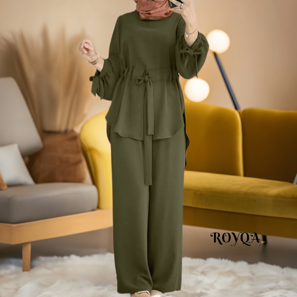ZANZEA Muslim Women Matching Sets Long Sleeve Solid Color Tops And Loose Pant Suits Elegant Fashion Casual Tracksuit Kaftan 2023